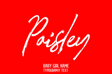 Paisley Lettering Sign in Stylish Typography Text Baby Name on Red Background