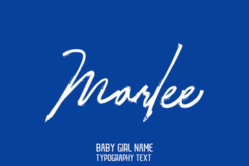 Marlee Baby Girl Name in Stylish Cursive Brush Typography Text on Blue Background