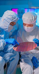 technician with wafer