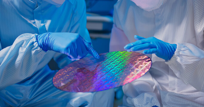technician with wafer