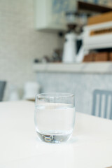 glass of water on table