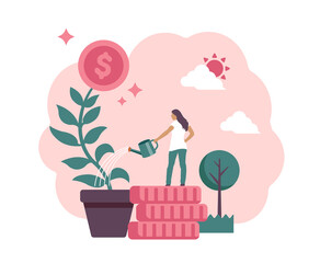 Saving money, making money concept vector illustration