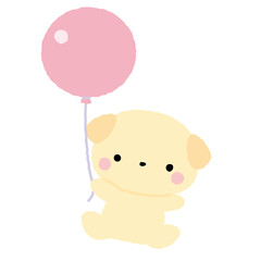 風船を持った犬のイラスト