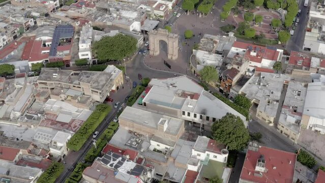 Aerial: view of the city of Leon, Guanajuato, Mexico. Drone view