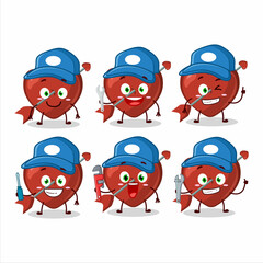 mechanic cupid love arrow cute mascot character with pliers