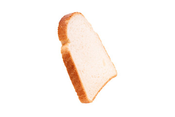 piece of wheat bread isolated on white background. side view
