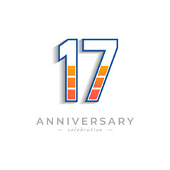 17 Year Anniversary Celebration with Charging Icon Battery for Celebration Event, Wedding, Greeting card, and Invitation Isolated on White Background