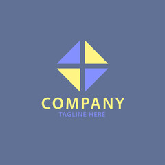 Fototapeta premium Geometry Triangle Plus Square Colorful Blue and Yellow Logo Minimalist. This Logo Perfect For Company Industry, Service, Factory, Games, Community, Etc and File Editable