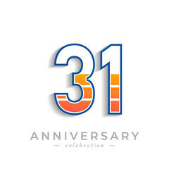 31 Year Anniversary Celebration with Charging Icon Battery for Celebration Event, Wedding, Greeting card, and Invitation Isolated on White Background