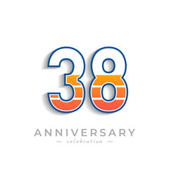 38 Year Anniversary Celebration with Charging Icon Battery for Celebration Event, Wedding, Greeting card, and Invitation Isolated on White Background