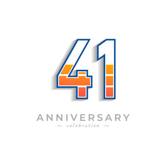 Fototapeta premium 41 Year Anniversary Celebration with Charging Icon Battery for Celebration Event, Wedding, Greeting card, and Invitation Isolated on White Background