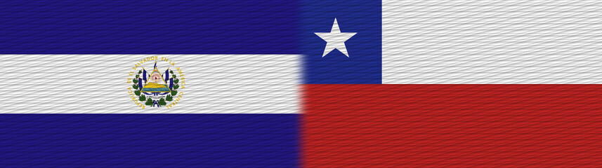 Chile and El Salvador Fabric Texture Flag – 3D Illustration