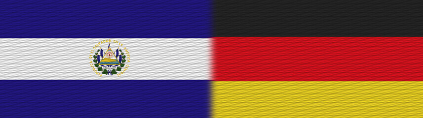 Naklejka premium Germany and El Salvador Fabric Texture Flag – 3D Illustration