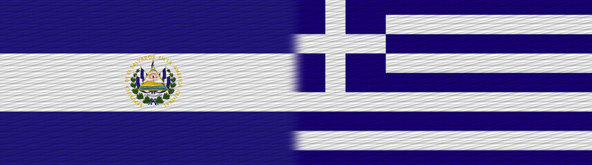 Greece and El Salvador Fabric Texture Flag – 3D Illustration