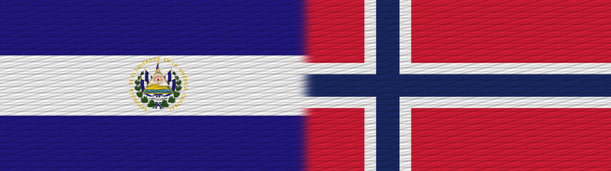 Norway and El Salvador Fabric Texture Flag – 3D Illustration