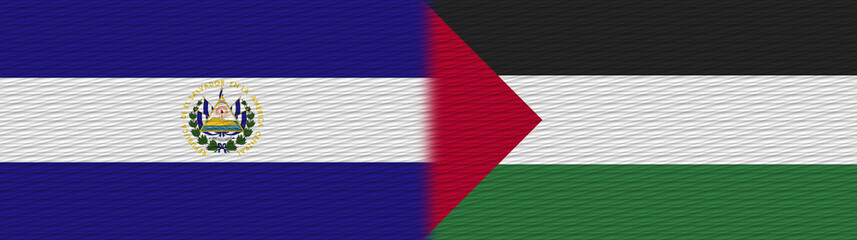 Palestine and El Salvador Fabric Texture Flag – 3D Illustration