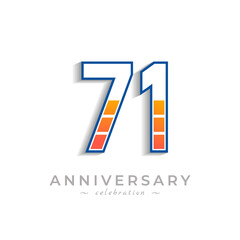 71 Year Anniversary Celebration with Charging Icon Battery for Celebration Event, Wedding, Greeting card, and Invitation Isolated on White Background