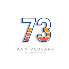 73 Year Anniversary Celebration with Charging Icon Battery for Celebration Event, Wedding, Greeting card, and Invitation Isolated on White Background