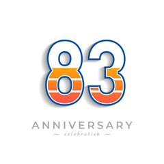 83 Year Anniversary Celebration with Charging Icon Battery for Celebration Event, Wedding, Greeting card, and Invitation Isolated on White Background