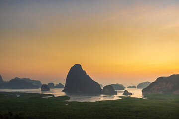 Scenery Phang Nga bay view point at Samet Nang She near Phuket in Southern, Thailand., landmark and...