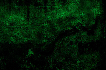 Dark green color grunge textured rough surface of abandoned old concrete wall for background