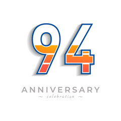 94 Year Anniversary Celebration with Charging Icon Battery for Celebration Event, Wedding, Greeting card, and Invitation Isolated on White Background