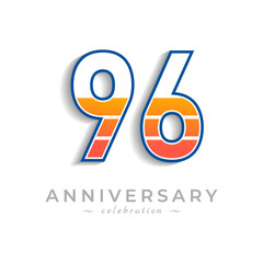 96 Year Anniversary Celebration with Charging Icon Battery for Celebration Event, Wedding, Greeting card, and Invitation Isolated on White Background