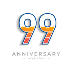 99 Year Anniversary Celebration with Charging Icon Battery for Celebration Event, Wedding, Greeting card, and Invitation Isolated on White Background