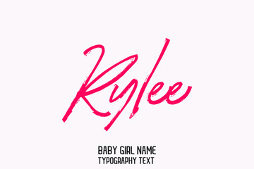 Pink Color Lettering Sign in Stylish Typography Text Baby Name Rylee