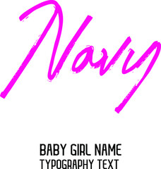 Pink Color Lettering Sign in Stylish Typography Text Baby Name Navy