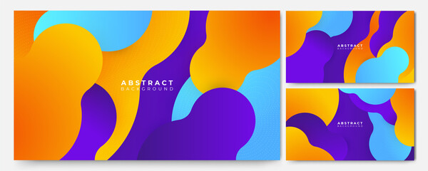 Set of abstract modern trendy minimal colorful background. Dynamic shapes composition with modern hipster futuristic graphic. Vector abstract background texture design, bright poster, banner