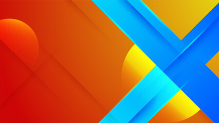 Fototapeta premium dynamic shape blue orange colorful abstract geometri design background