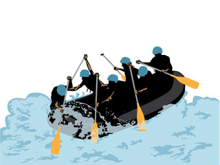 Rafting Adventure Team in illustration Graphic vector
