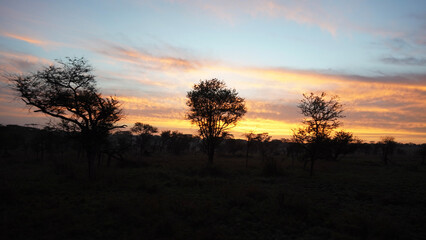 Fototapeta na wymiar sunset in the mountains Serengeti Afrika