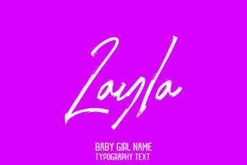 Layla Name for Baby Girl Vector Rough Script Word art Text Design  on Purple Background