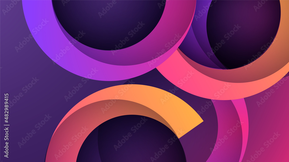 Poster dynamic shape purple orange colorful abstract geometri design background