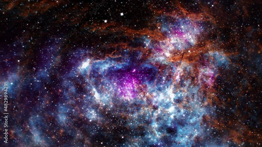 Poster space flight into ngc 6357 the lobster nebula star field expansive emission nebula complex . 4k 3d r