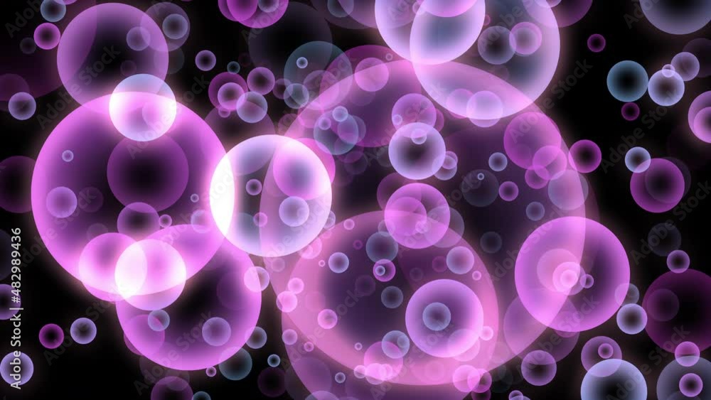 Poster beautiful floating up moving pink glowing bokeh bubbles lights seamless loop motion background. pink