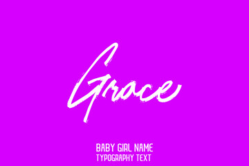 Grace Vintage badge Calligraphy in Grunge Brush Style Baby Girl Name on Purple Background