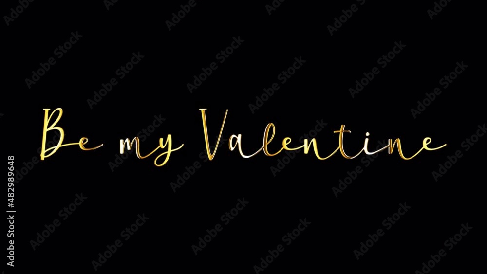 Poster be my valentine gold text titles background typography of be my valentine isolated with alpha channe