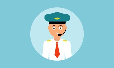 airplane pilot flat design illustration