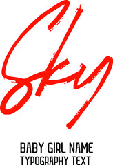 Sky Baby Girl Name in Stylish Cursive Brush Typography Text