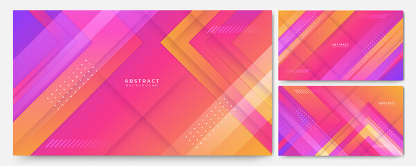 Set of abstract modern trendy minimal colorful background. Dynamic shapes composition with modern hipster futuristic graphic. Vector abstract background texture design, bright poster, banner