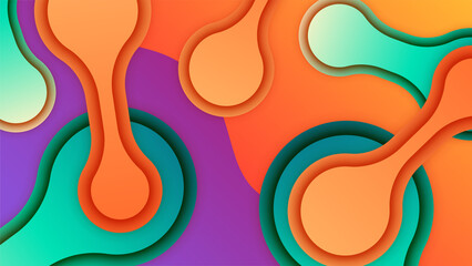 Modern bloob orange green purple colorful abstract geometri design background