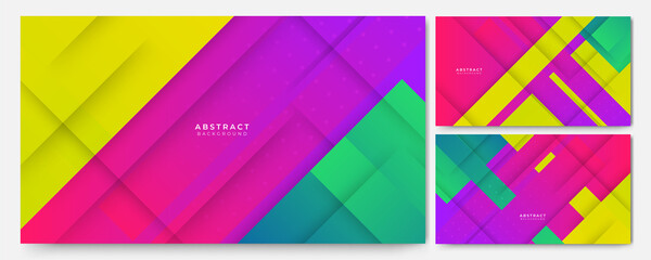 Set of abstract modern trendy minimal colorful background. Dynamic shapes composition with modern hipster futuristic graphic. Vector abstract background texture design, bright poster, banner