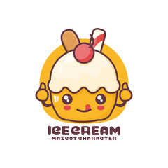 vector ice cream cartoon mascot, suitable for, logos, prints, stickers, etc