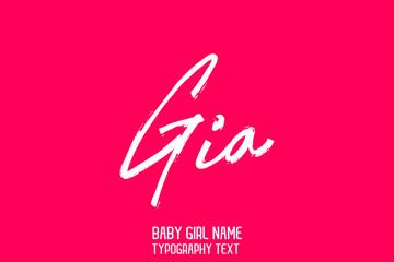  Gia Woman's Name in Hand Written Brush Typography Text on Pink Background