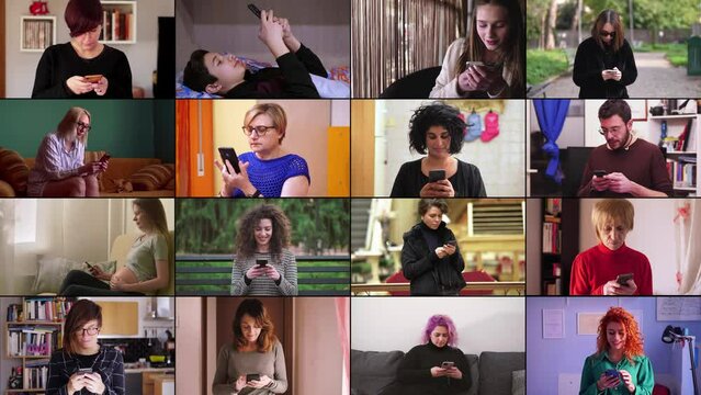 Multiscreen on people using smartphone everyday life. Modernity, technology