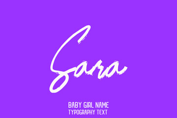 Sara Woman's Name in Brush Typography Text on Purple Background - obrazy, fototapety, plakaty