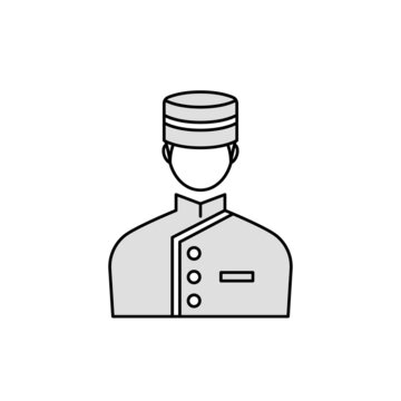 recommend clip art: A young male bellhop in uniform illustration.